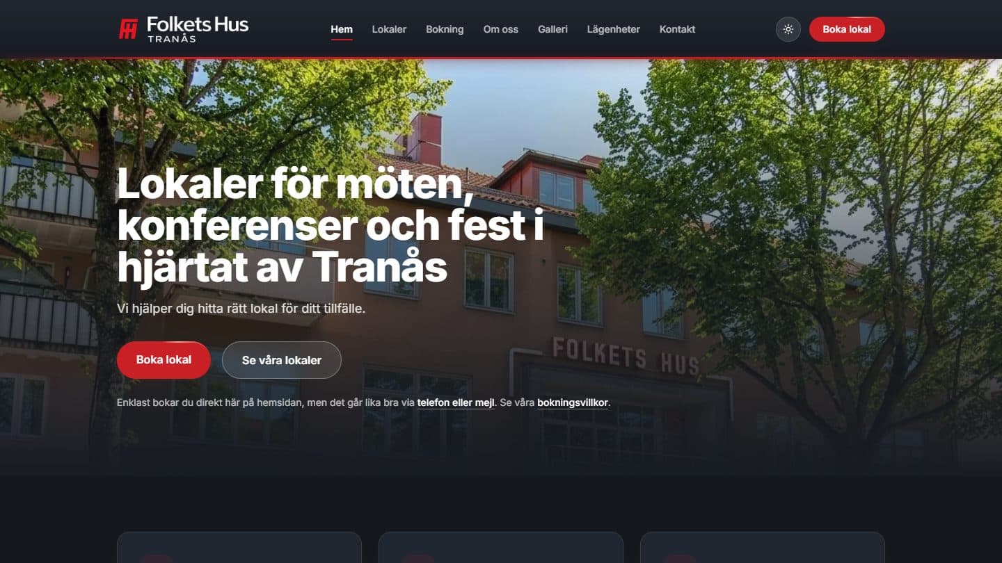 Skärmbild från Folkets Hus Tranås