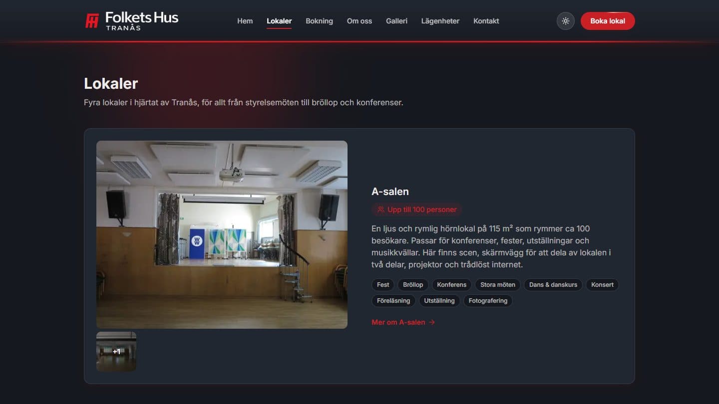 Skärmbild från Folkets Hus Tranås